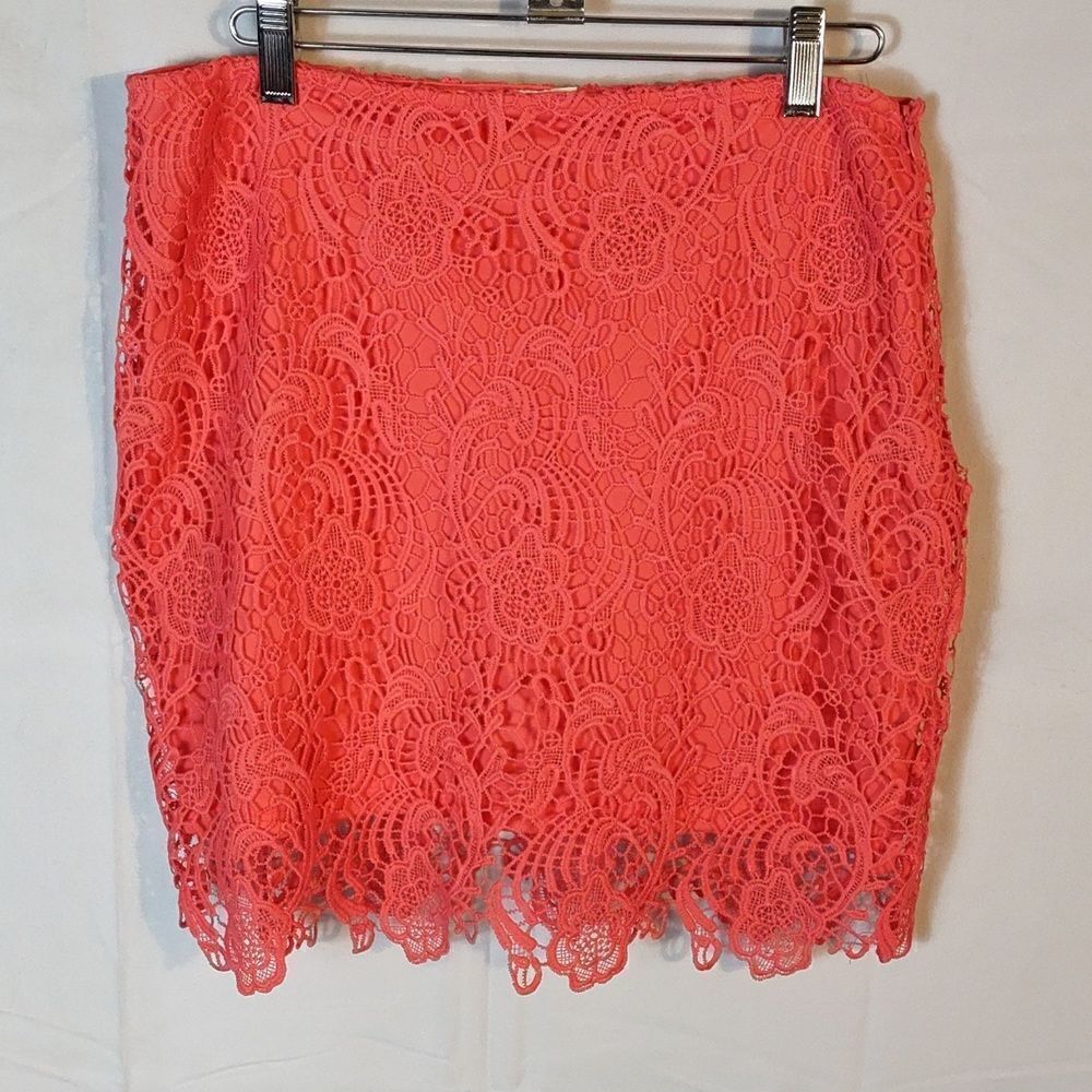 Ambiance Apparel Pink Lace Mini Skirt